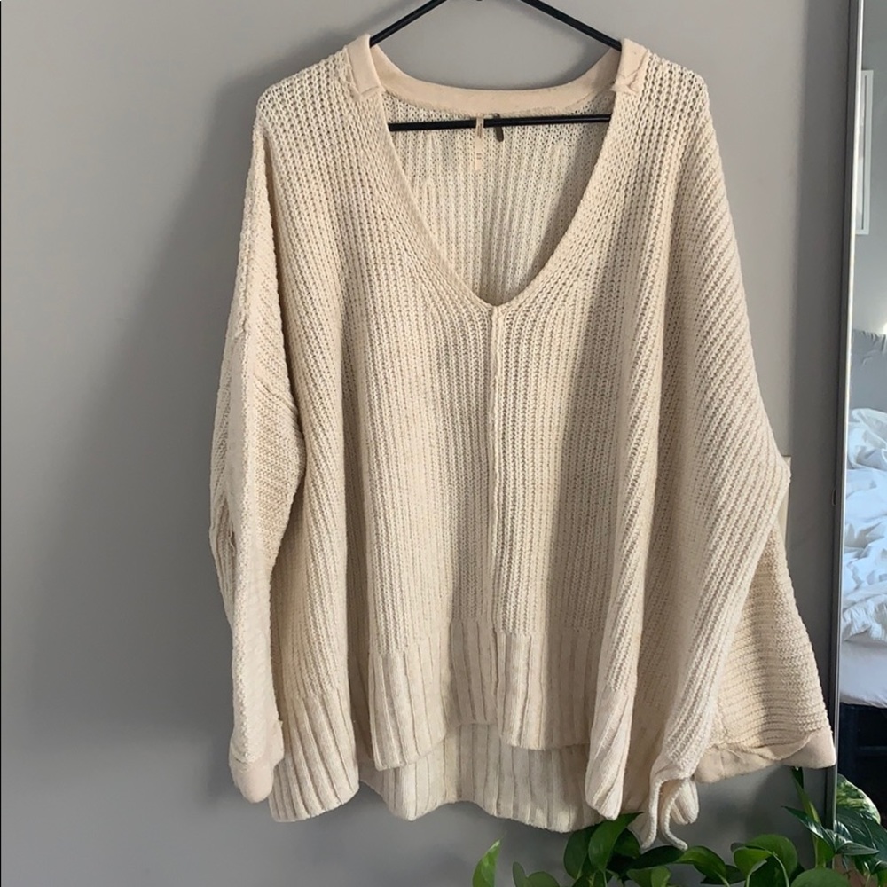 Free people oversized v neck sweater
